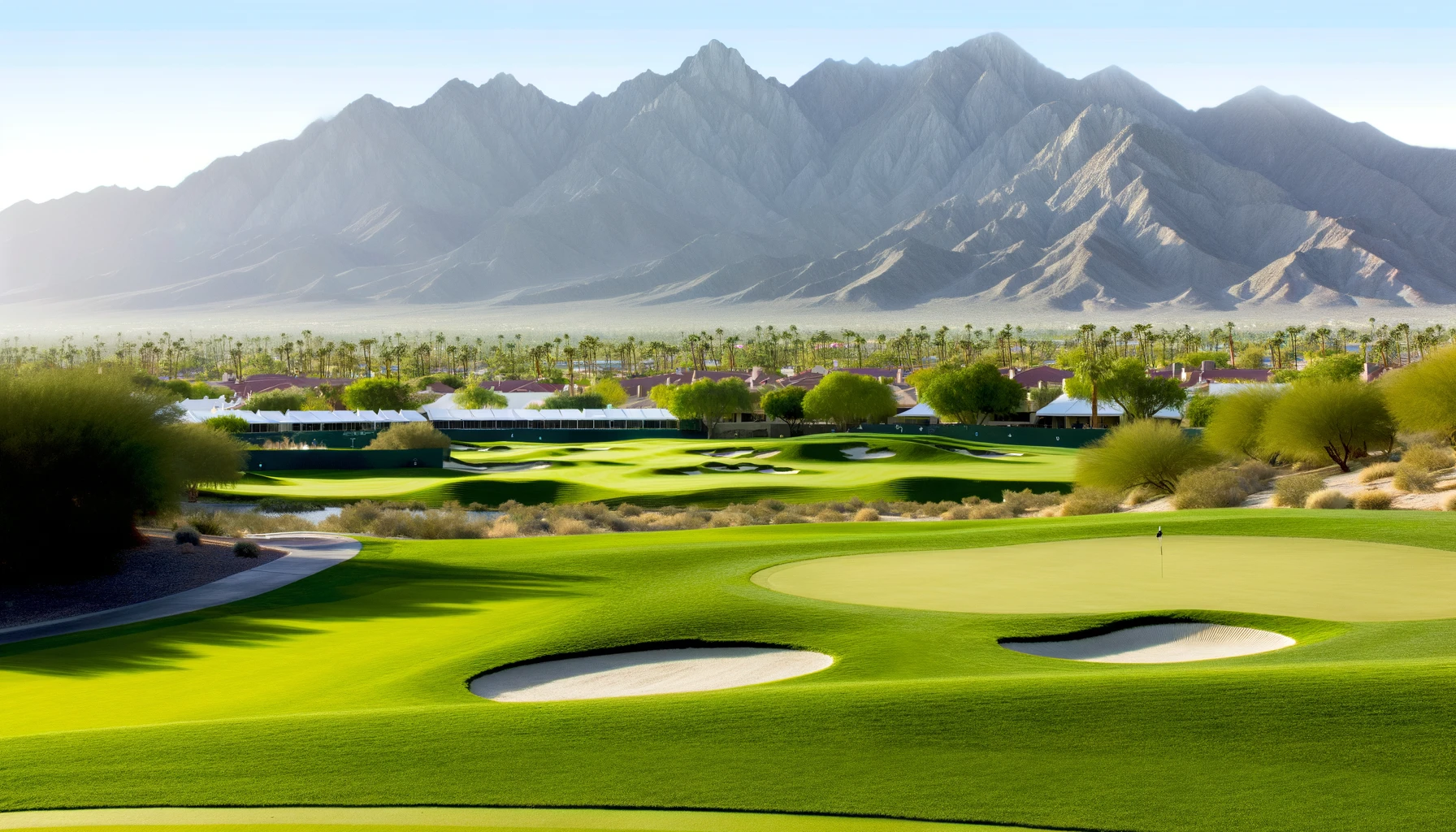 PGA West Stadium Course with mountain backdrop