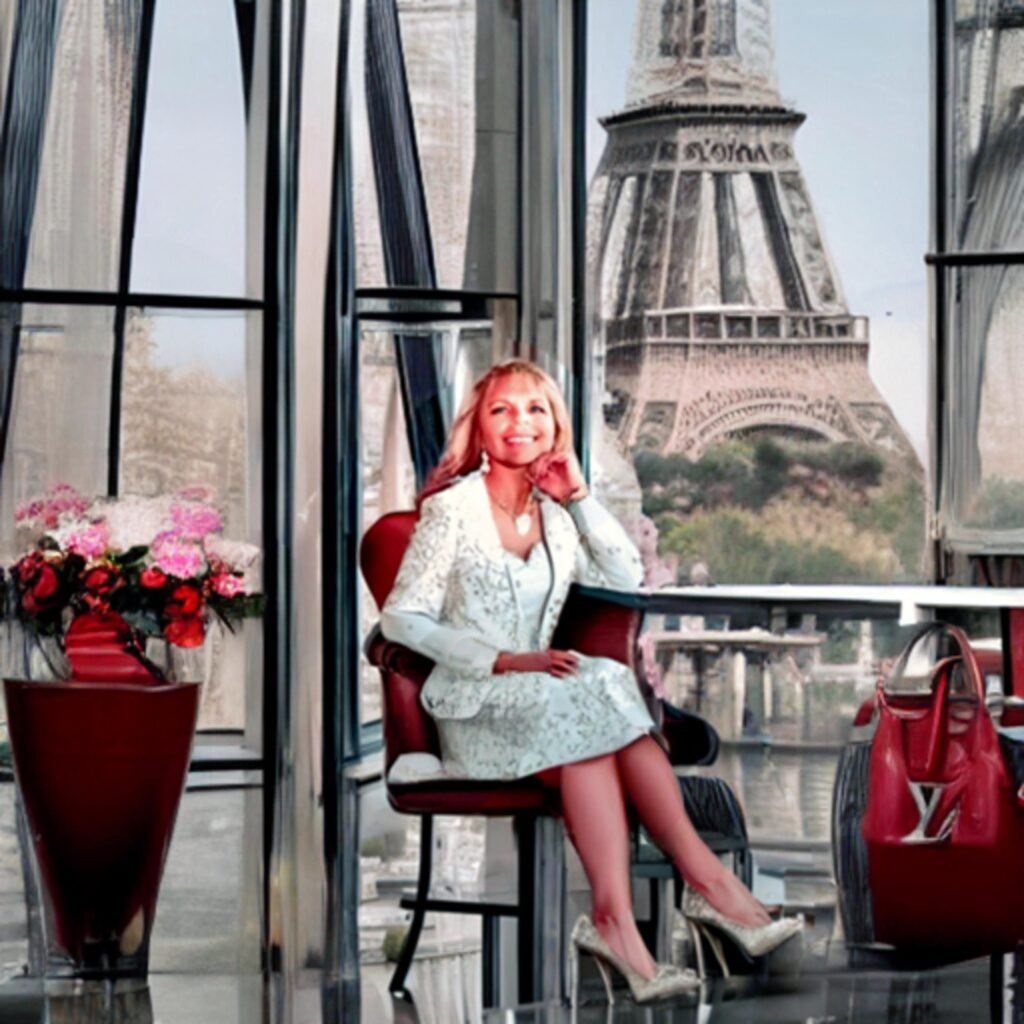 Kathy Fields with Eiffel Tower view