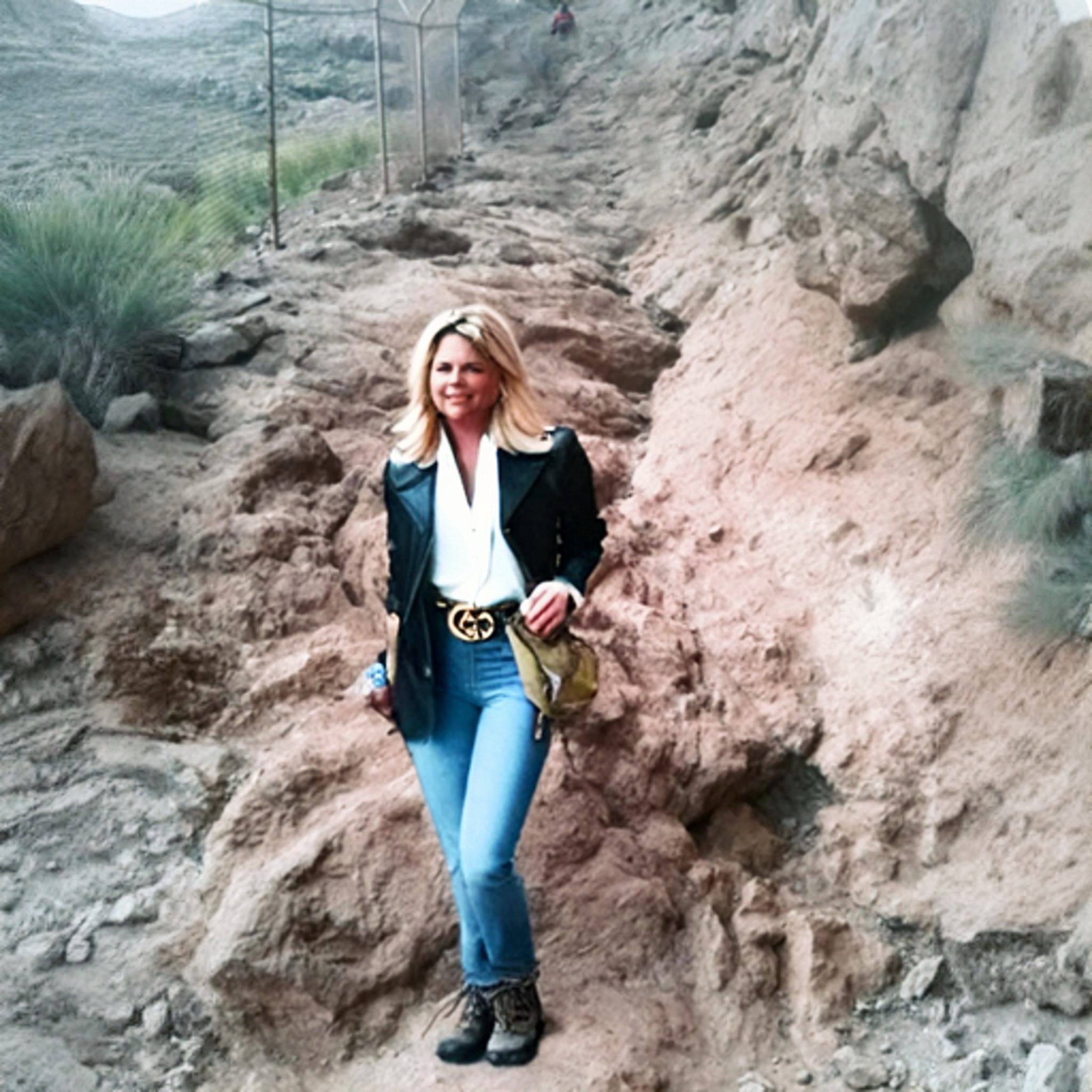 Kathy Fields hiking above Paradise Valley
