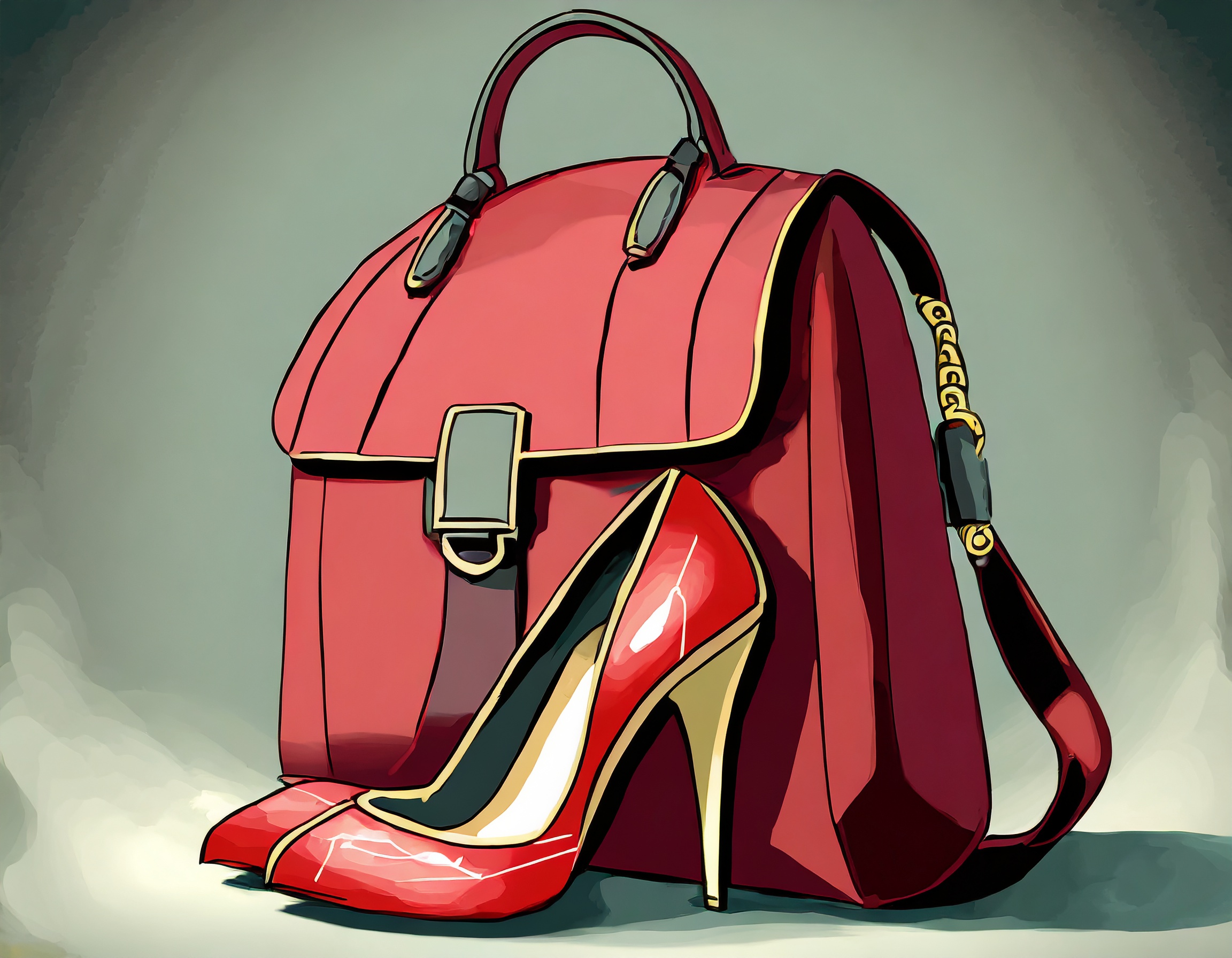 Set of heels ,in a day pack rady for a photo or evening in Paris