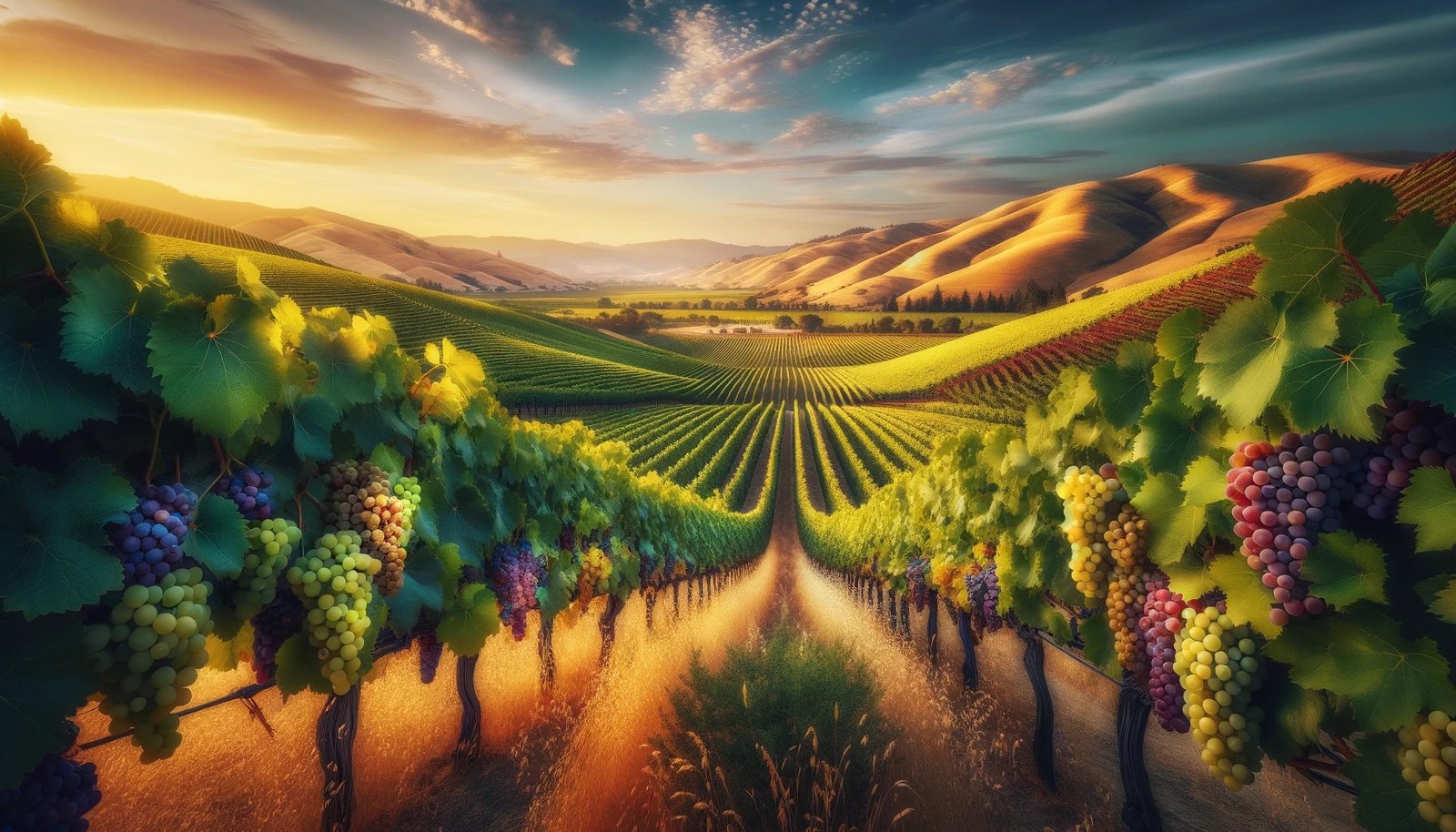 panoramic landscape view of Bokisch Bokisch Vineyards in Lodi, California. 