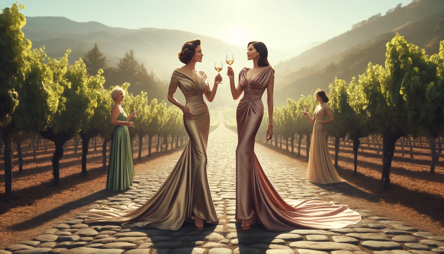 alley, as the scent of ripe grapes mingles with the fresh air, I, Kathy Fields, alongside my exquisite mother, Marie Read Saia, find ourselves celebrating Mother’s Day with an unparalleled blend of fashion and festivity