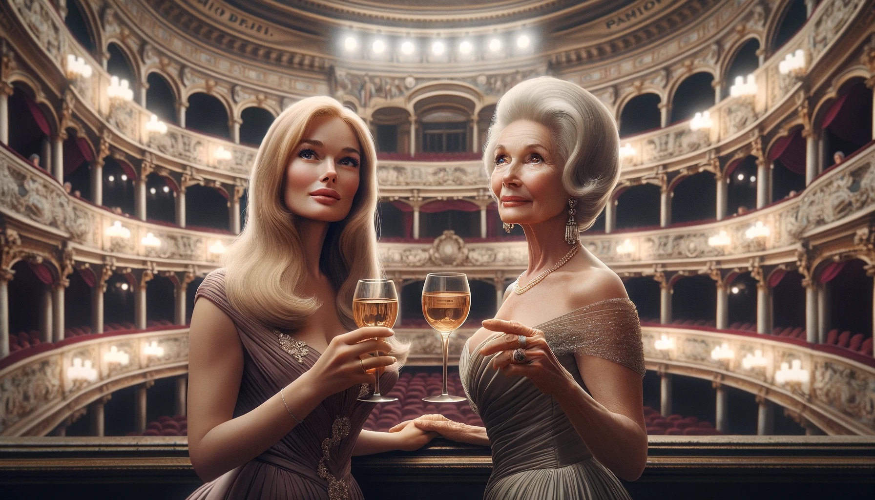 Kathy Fields and Marie Read Saia celebrating Mother’s Day at the Milan Opera