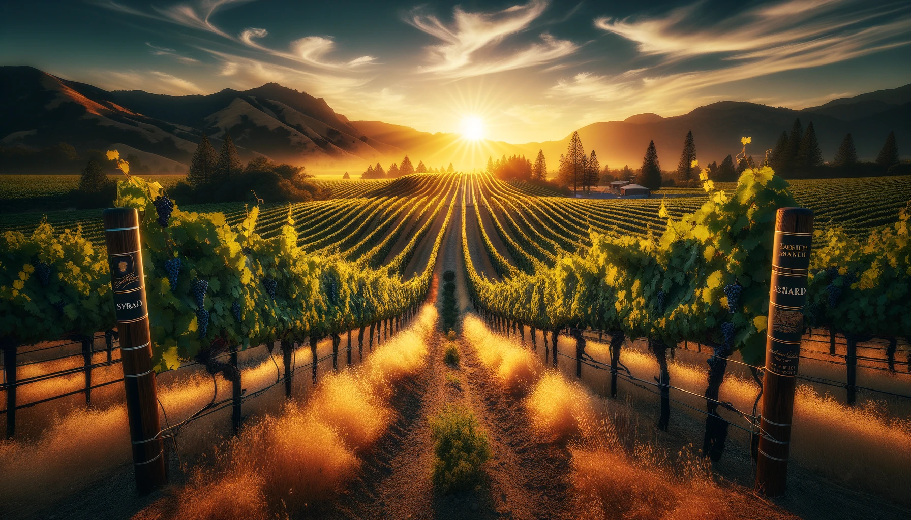 Kathy Fields at the Fields Family Wines and their distinguished Estate Syrah and Stamped Cabernet Sauvignon has been created, capturing the beauty of their vineyards under the setting sun. This scene reflects the winery's excellence and the unique terroir of Lodi, inviting viewers into the world of these top producers 