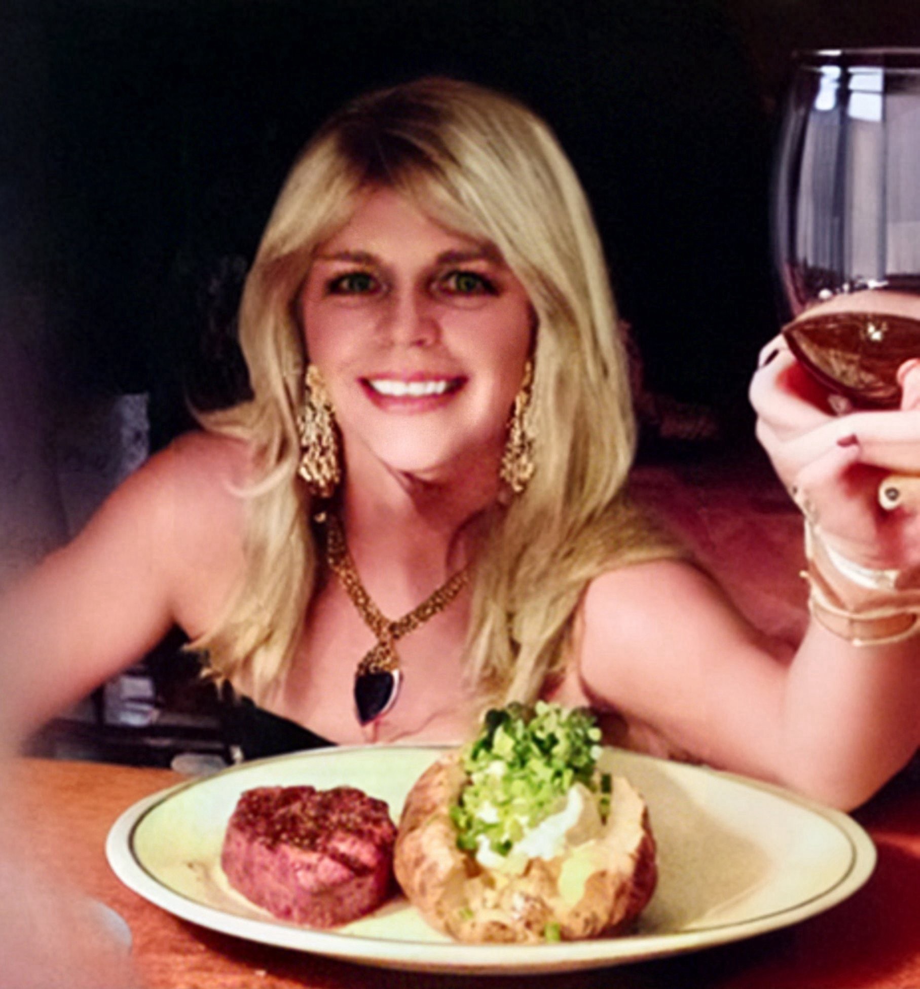 Kathy Fields enjoys a steak at the Resort at Squaw Creek 