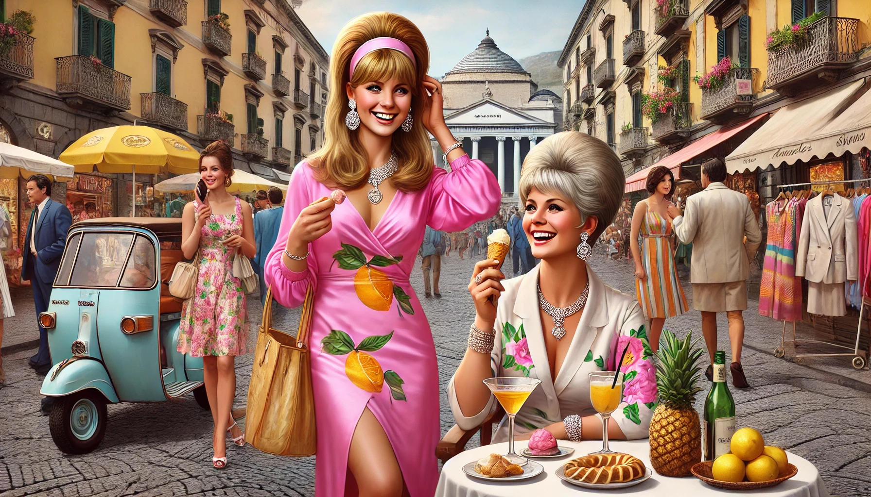  Kathy Fields and her mother Marie Read Saia enjoying gelato and drinks while shopping in Naples