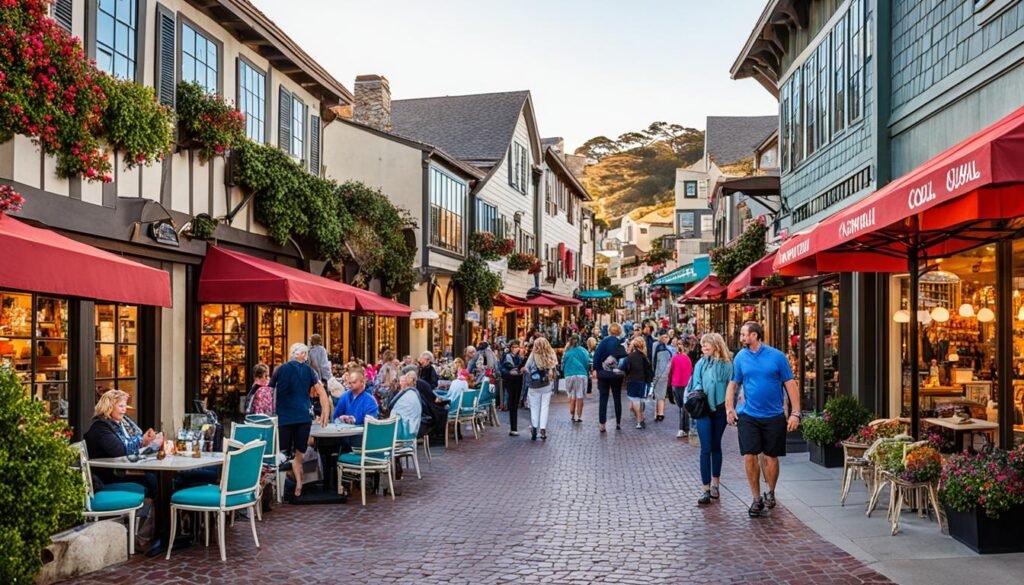 Ocean Avenue main street shopping dining people watching