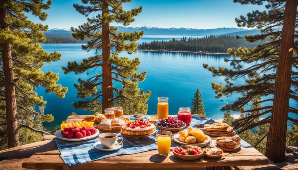 Breakfast by the lake in Tahoe