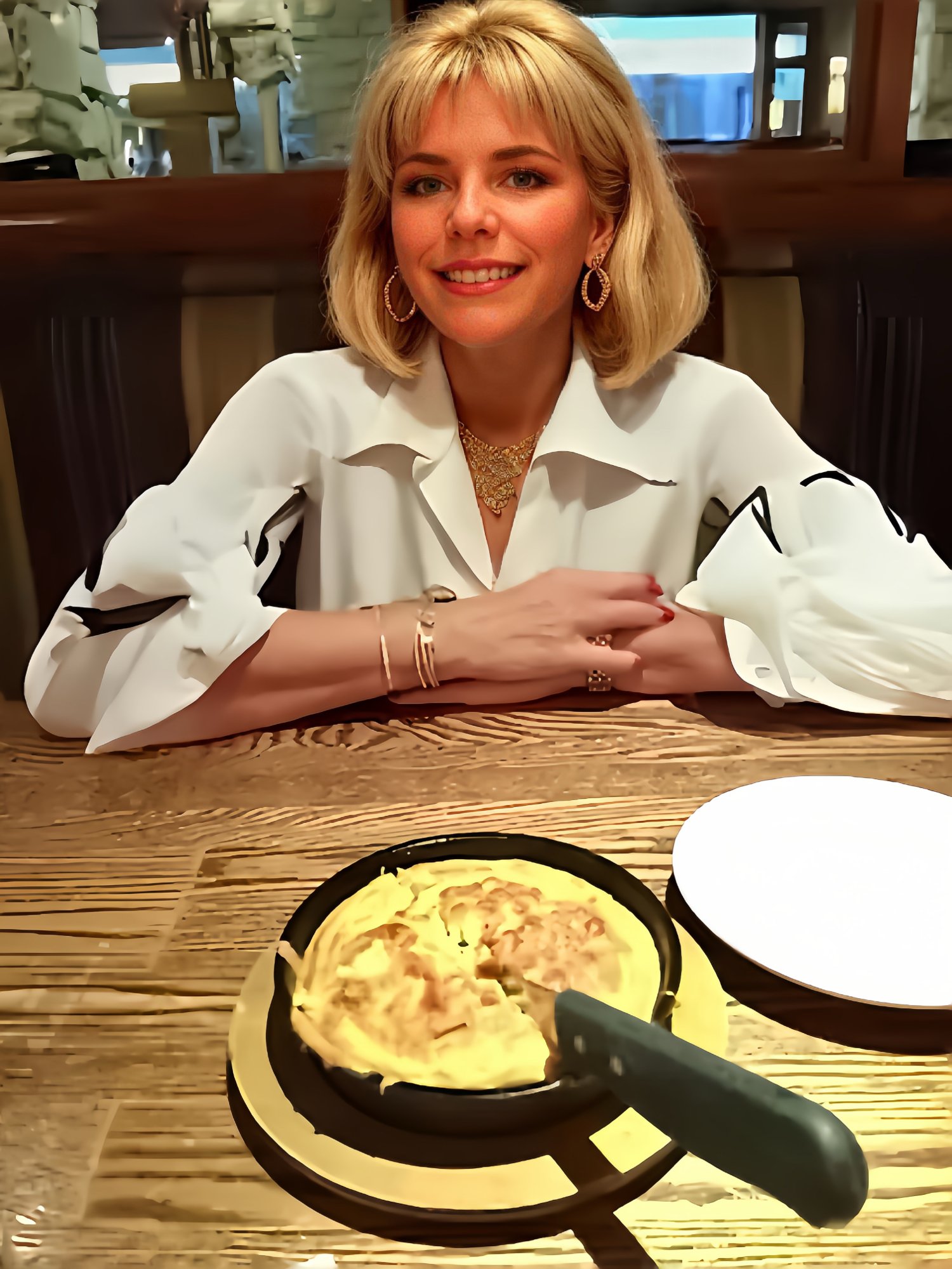 Kathy Fields having cornbread at an Old Town Scottsdale Restaurant